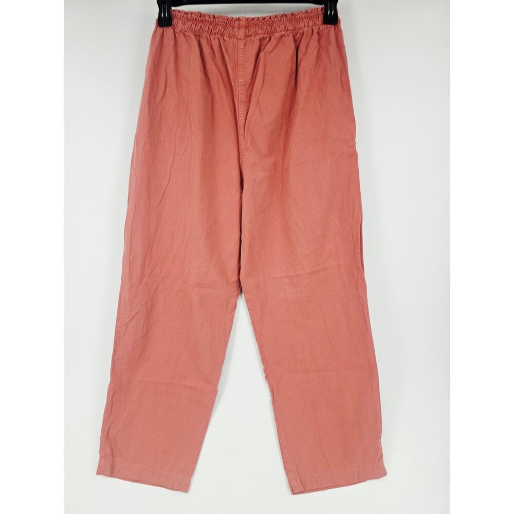 Vintage 90's Orvis Cotton Tapered Pant Salmon Pink Elastic Waist Women's M 3769 - Picture 2 of 8